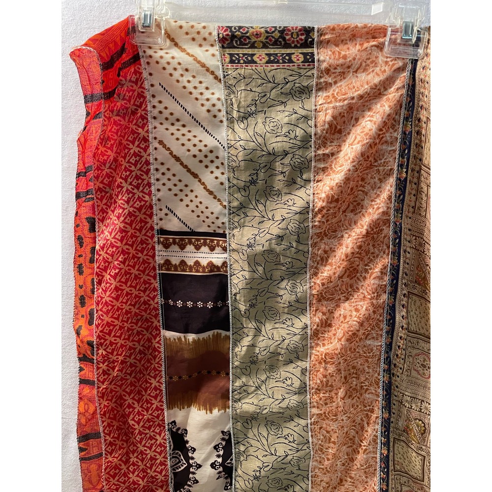 100% Silk scarf Orange tan brown made in India Wide Panel Woman's